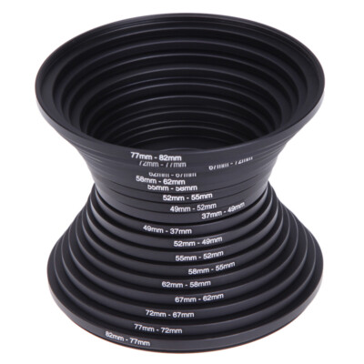 18 Pcs Filter Ring Adapter Set Lens Metal Stepping Rings Step Up Down Lenses