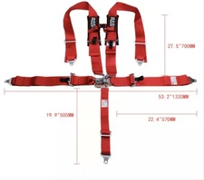 New RASTP 5 Point 5" Wide Safety Race Harness adjustable Seat Belt Nylon Red.