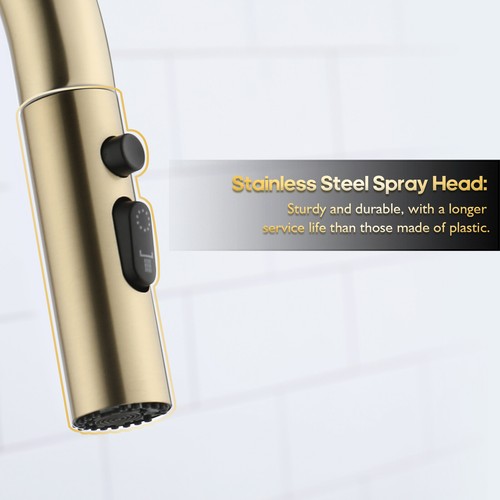 Decaura Kitchen Taps with Pull Out 3-Mode Sprayer Head Sink Faucet Stainless - Picture 35 of 38