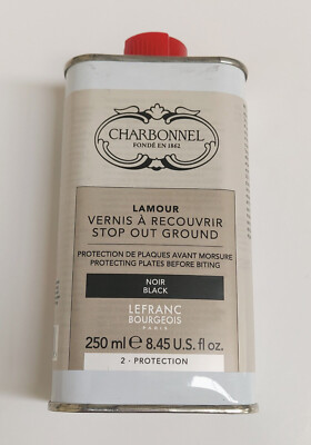 Lefranc Bourgeois 301518 Charbonnel, waterafwasbare koperdrukverf met uitstekende lichtechtheid, veganistisch, 100% oplosmiddelvrij, 200ml pot - Black RSR