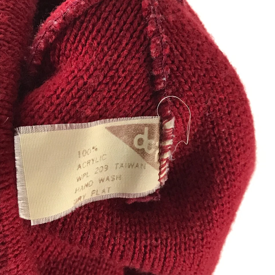 Vintage DCI Red Knit Checkered Pattern Winter Hat Cuff Cap Foto 4 de 4