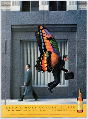 Vintage Print Ad 2001 Macallan Whiskey Butterfly Original Promo Poster Art