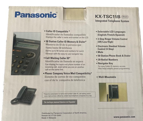 Panasonic KX-TSC11B Corded Landline Phone Black Caller ID Telephone NIB - Picture 3 of 5