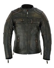 Brown Leather Motorcycle Biker Ladies Fit Jacket With Elbow & Shoulder Padding
