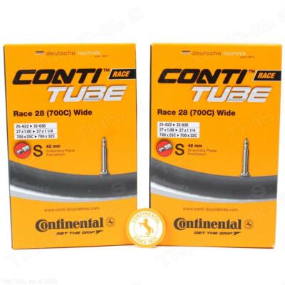 Two (2) Pack Continental Race 700 x 25-32C 42mm RVC Presta Bike Tubes w/ Sticker