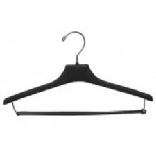 Only Hangers Petite Size Black Plastic Suit Hanger w/ Locking Bar - 15" - 20pk