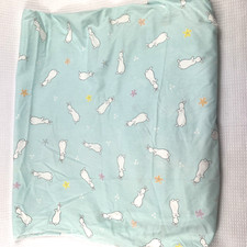 Vintage Pat the Bunny Fitted Crib Sheet Turquoise Cotton Dorothy Kunhardt VGUC