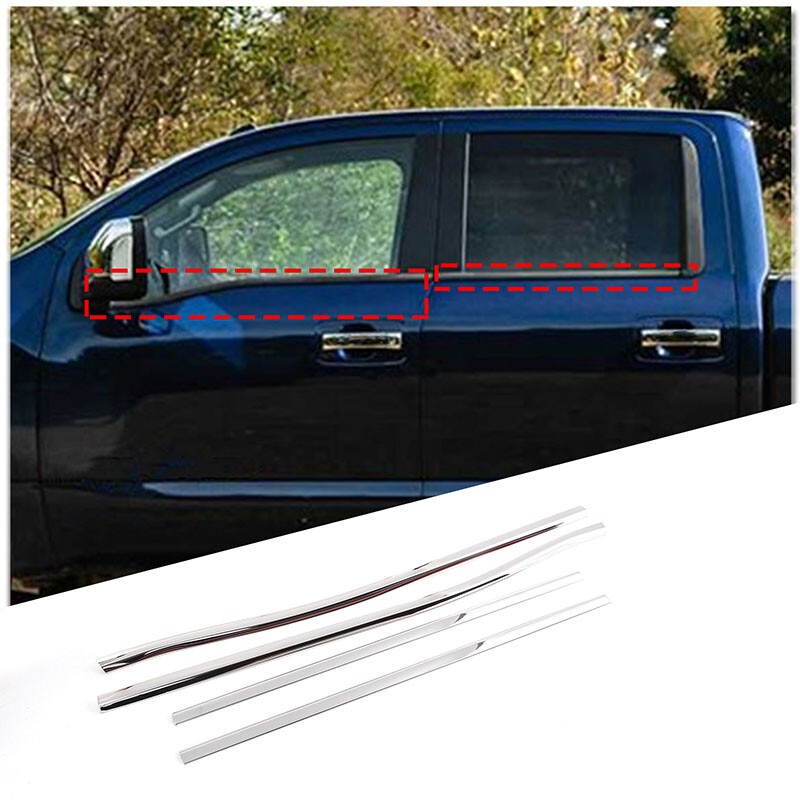 4PCS Silver Steel Lower Windows Trim Strip Cover Exterior For Nissan Titan 16-23
