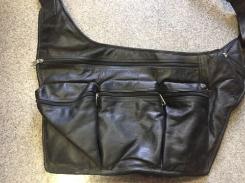 Genuine Leather Shoulder Man Bag Black Satchel Money Laptop 1 of A Kind! - Picture 1 of 10