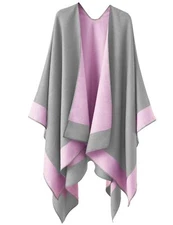 Women Open Front Poncho Cape Sweater Shawl Wrap for Fall Winter Casual