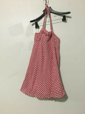 Isaac Mizrahi Size M New York Check Plaid White Pink Halter Kids