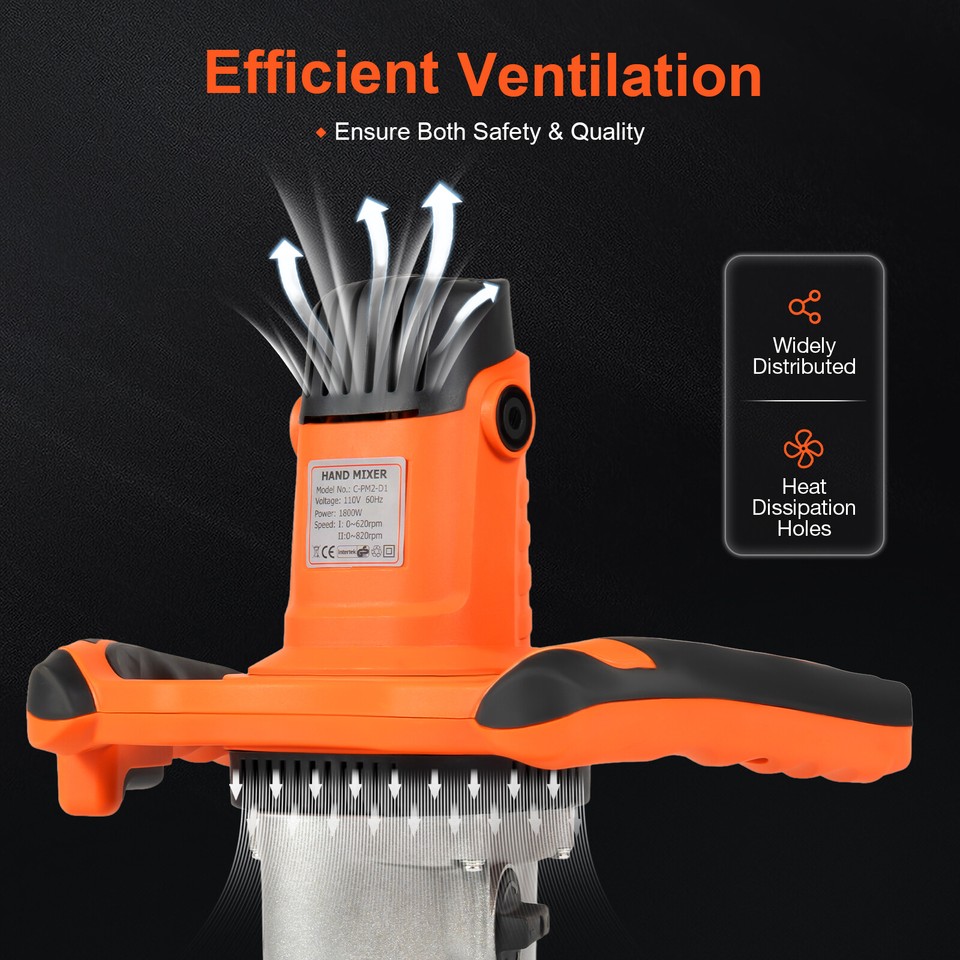 1800W Power Concrete Mixers Portable Electric Mortar Mixer Handheld