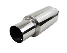 T304 Universal N-1 Style Muffler with 2.5" 63mm Straight chamber to 76mm Piping