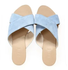RAYE Womens 'Sullivan' Blue Leather Crisscross Slide Sandals Sz 38