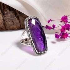 Purple Amethyst Ring 925 Sterling Silver Boho Statement Ring Women Ring All