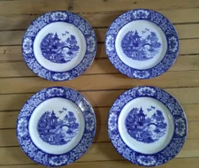 Blue Decor 10"  Plates set of 4 Made in England BLUE & WHITE