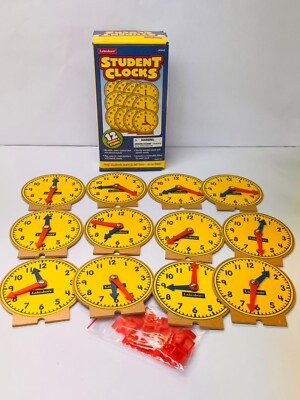 Lakeshore Learning Student Clocks Set- 12 w/ Stands Educational Homeschool BIN 2