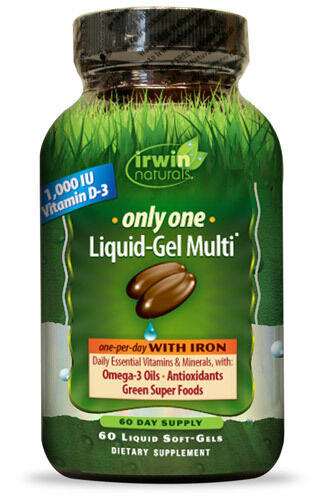 Irwin Naturals Only One Multi WITH Iron Multivitamins Minerals - 60 Softgels