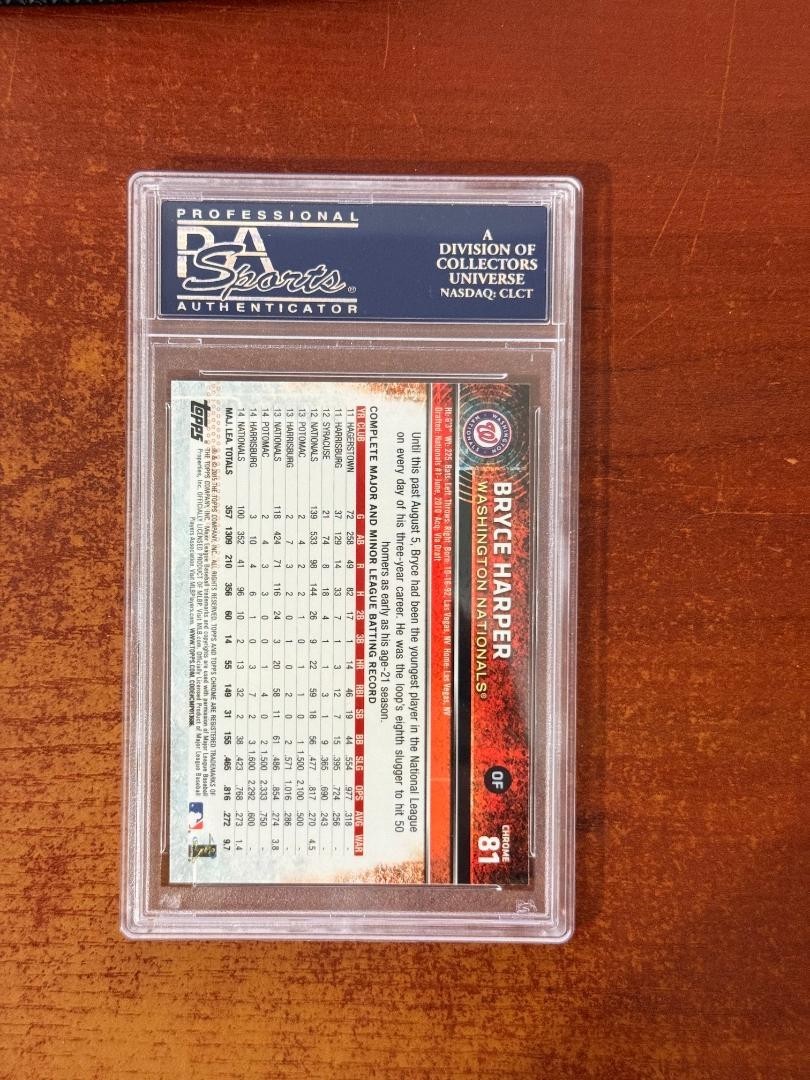 2015 Topps Chrome Bryce Harper Prism Refractor PSA 9 Mint view 2