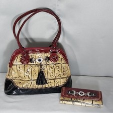 MC Marc Chantel Purse Matching Wallet  Vegan Leather Handbag Rhinestones Tassel