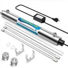 UV Water Filter Whole House, 120V 40W 3/4" MNPT Inlet, 12 GPM 1 EXTRA BULB.