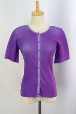 PLEATS PLEASE Purple/Blue Short Sleeve Cardigan Jacket ISSEY MIYAKE 142 9252