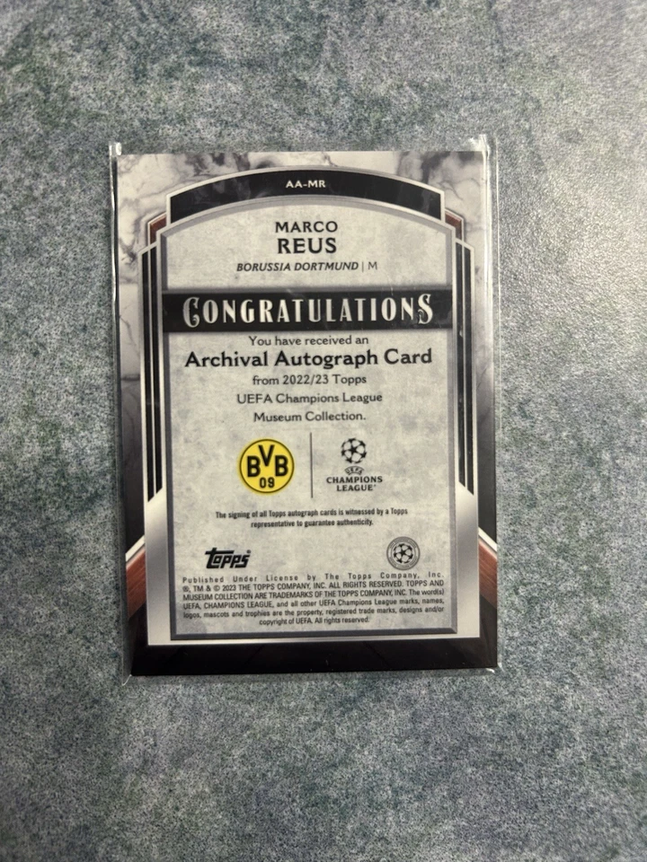 Marco Reus 33/99 Auto 2022/23 Topps Museum UCL Archival Autograph BVB Dortmund - Image 2 of 3