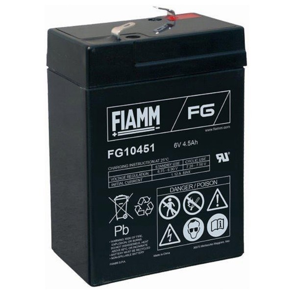 Fiamm FG10451 Lead Battery 6V 4.5Ah 3FM4.5 Compatible With Leoch DJW6-4.0