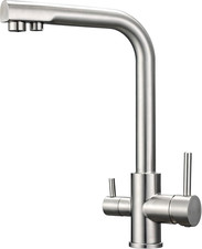 Hapilife Brushed Nickel 3-Way Kitchen Tap with Water Filter and 360° Swivel