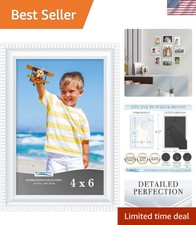 Luxury 4x6 White Picture Frame with High-Definition Glass, Easel Back Included