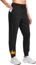 Women'S Fleece Lined Joggers Pockets Drawstring Waterproof Sweatpants Thermal Sk