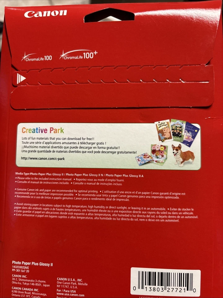 Canon Plus Glossy II PP-301 Inkjet Print Photo Paper - 20 Sheets - Image 3 of 3