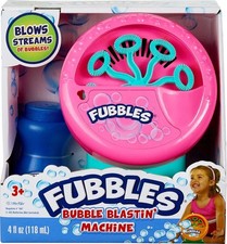 Fubbles Little Kids Bubble Blasting Automatic Party Machine 4 Fl oz Pink