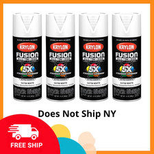  4 Pack Krylon Fusion All-In-One Satin White Spray Paint, 12 oz, Multi-Surface