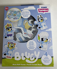 Tomy Toomies Bluey Bath Puzzle -Handy Net Bag Storage-4 Foam Puzzles-Ages 18m 