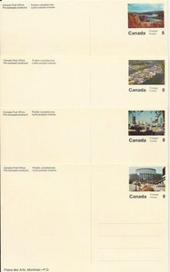 Set of 8 Mint 8c Postal Cards