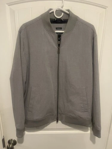 Kenneth Cole Reaction Mens M Gray Bomber Jacket Full Zip Modern Fit NWOT image 2