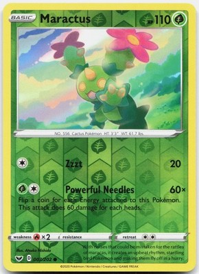 Maractus Reverse Holo SWSH01: Sword & Shield Base Set 007/202 NM atsuko nishida