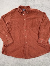 Sonoma Life Style Mens Corduroy Button Down Shirt Rust Orange Long Sleeve Large