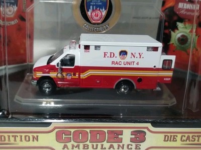 CODE 3 FDNY Rac Unit 4 Ambulance Ford E-350 1:64 scale #12068