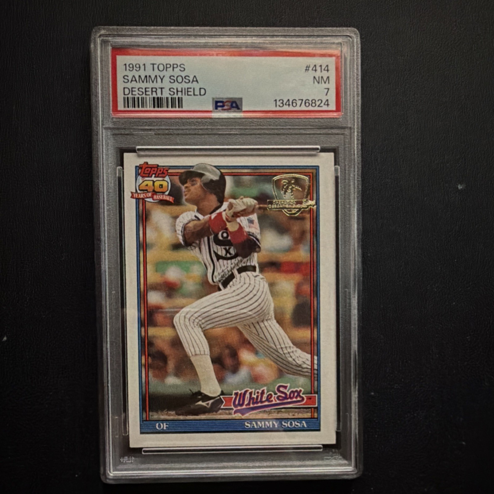 Topps 1991 Sammy Sosa #414 Operation Desert Shield PSA 7 Chicago White Sox