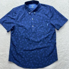 Chubbies Shirt Mens Small Blue Palm Tree Print Short Sleeve Button Front Casual