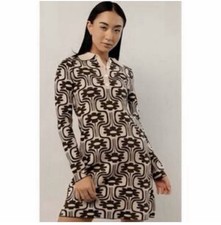 Bohme Retro sweater mini shift dress floral size large NWT