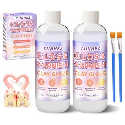 Air Dry Clay Glaze & Polymer Clay Varnish - 7oz/200ml Gloss Clay Sealant, Wat...