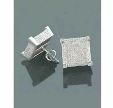 2Ct Lab Created Diamond Round Unisex Cluster Stud Earrings 14K White Gold Plated