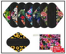 7Pcs Sanitary Pads Reusable Washable Charcoal Cloth Menstrual Pads with Wet