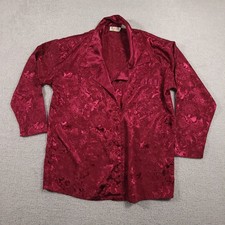 Vintage Victoria's Secret Pajama Shirt Womens Small Satin Jacquard Floral 90s