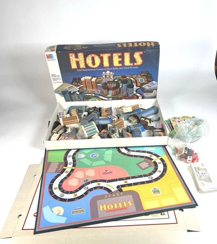 Vintage 1987 HOTELS Board Game Milton Bradley Real Estate Strategy