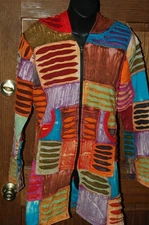 Greater Good Network Womens Patchwork Boho Hippie Razor Cut Hoodie Size S/M