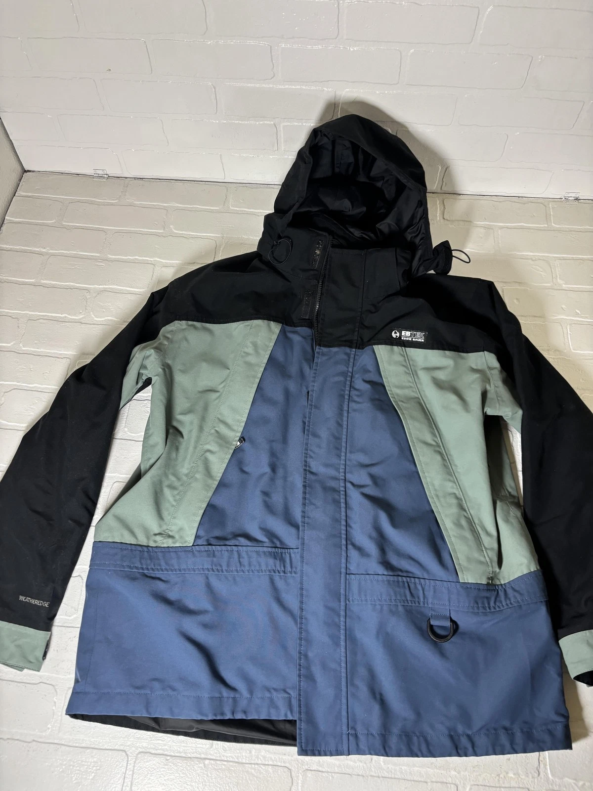 Eddie Bauer EBTEK Jacket Mens Large Multicolor Hooded Ski Parka WeatherEdge